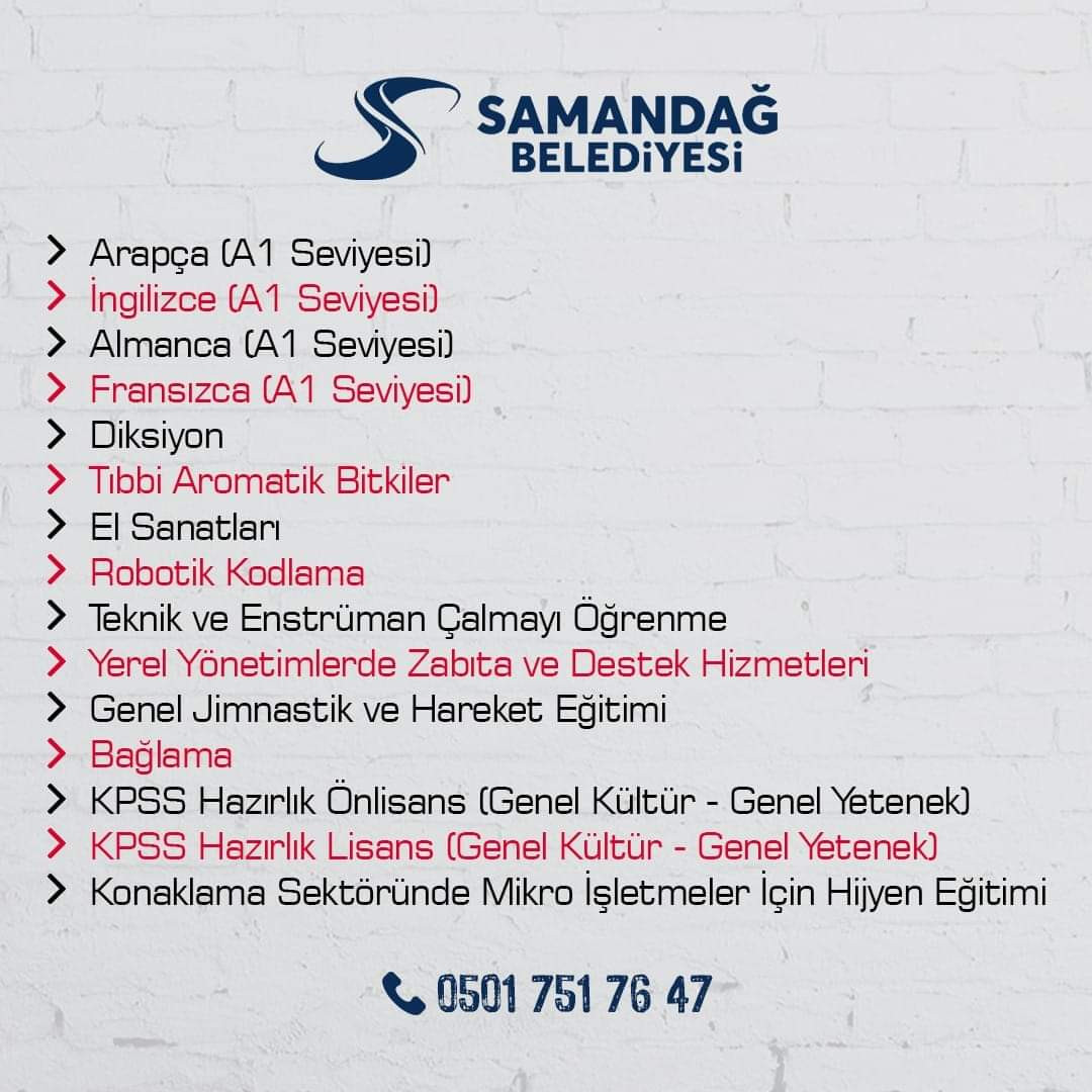 SAMANDAĞ BELEDİYESİ'nden ÖNEMLİ ADIM ÜCRETSİZ KURS VERİLECEK