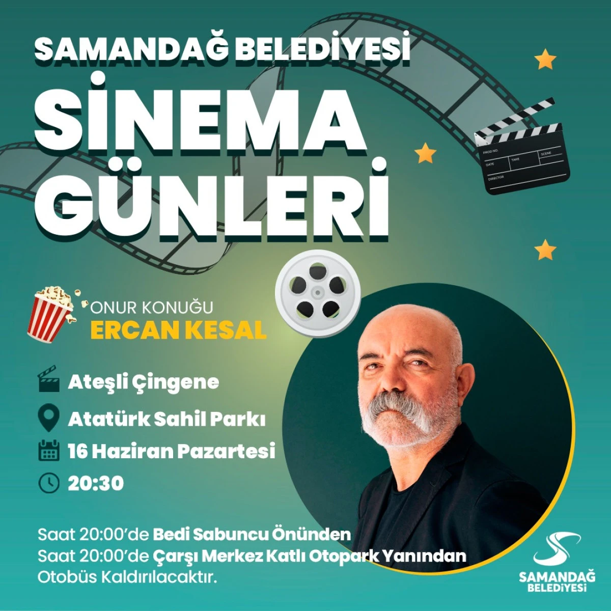 Samandağ Belediyesi'nden "Sinema G&uuml;nleri" Etkinliği: Onur Konuğu Ercan Kesal